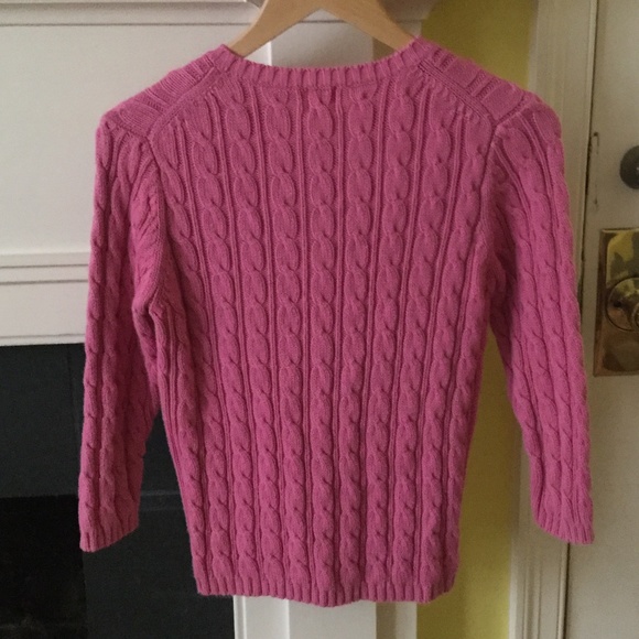 Vintage GAP Y2K Cable Knit Cardigan Sweater 3/4 Sleeve Bright Pink - Sz Small - Picture 4 of 13